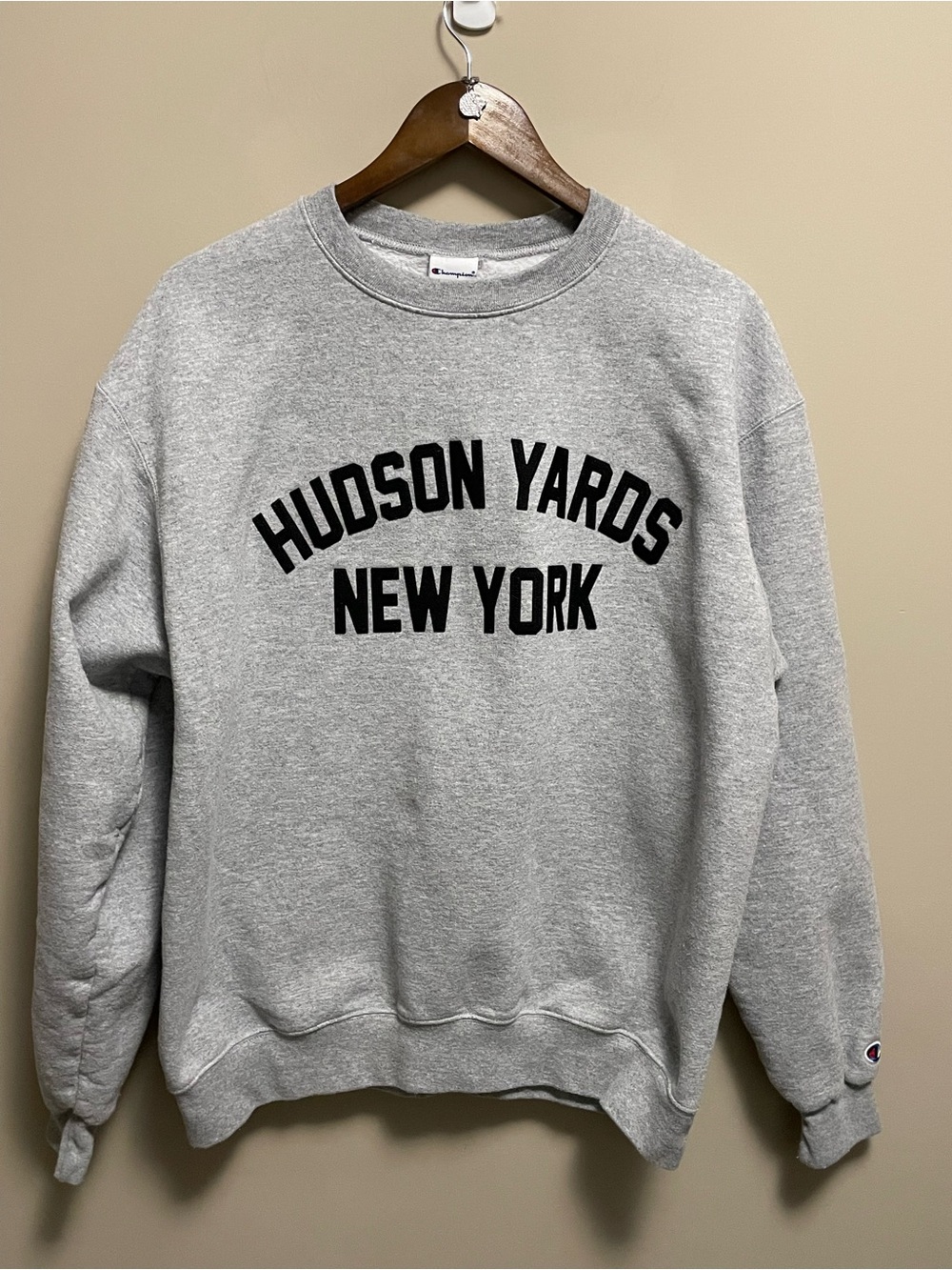 Champion Gray Crewneck Sweatshirt Black Hudson Yards New York Print Men’s Large